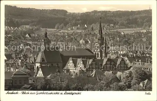 Ansbach Mittelfranken Blick zur Gumbertuskirche und Landgericht Kat. Ansbach