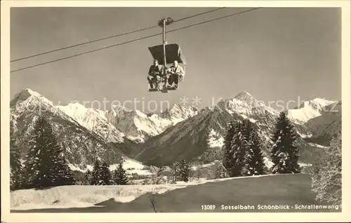 Oberstdorf Sesselbahn Schoenblick Schrattenwang Winterpanorama Alpen Kat. Oberstdorf