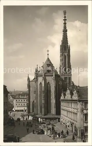 Wuerzburg Marktplatz mit Marienkapelle Haus zum Falken Kat. Wuerzburg