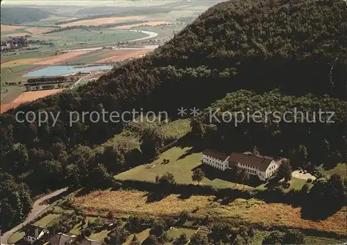 Hoexter Weser Jugendherberge Hoffmann von Fallersleben Fliegeraufnahme Kat. Hoexter