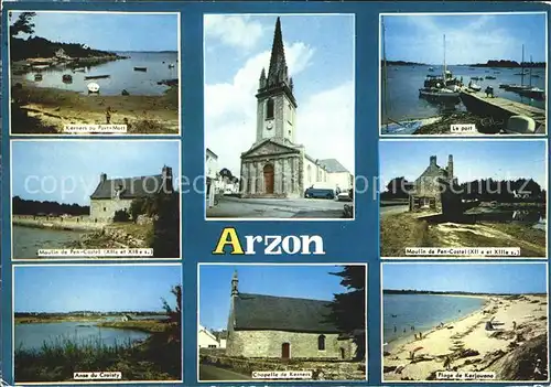 Arzon Vues partielles Eglise Plage Port Moulin Chapelle Kat. Arzon