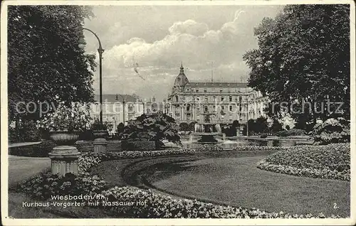 Wiesbaden Kurhaus Vorgarten mit Nassauer Hof Kat. Wiesbaden