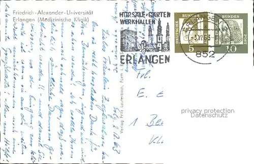 Erlangen Friedrich Alexander Universitaet Kat. Erlangen