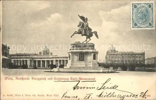 Wien Burgplatz mit Erzherzog Karl Monument Kat. Wien