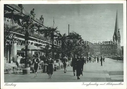 Hamburg Jungfernstieg mit Alsterpavillon Kat. Hamburg