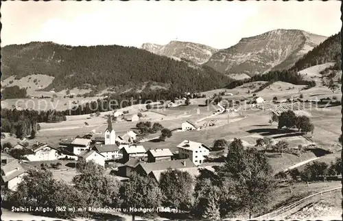 Steibis Panorama mit Rindalphorn und Hochgrat Allgaeuer Alpen Kat. Oberstaufen