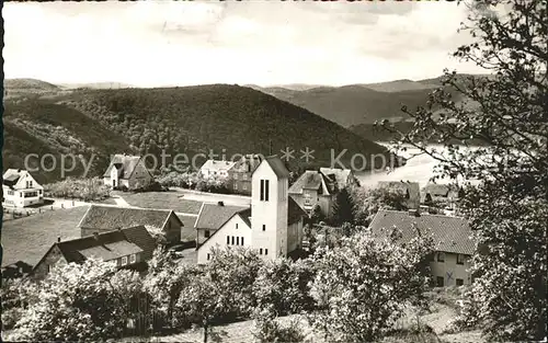 Waldeck Edersee Ortsansicht mit Kirche Kat. Edertal