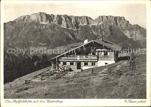 Berchtesgaden Rossfeldhuette mit dem Untersberg Berghuette Kat. Berchtesgaden