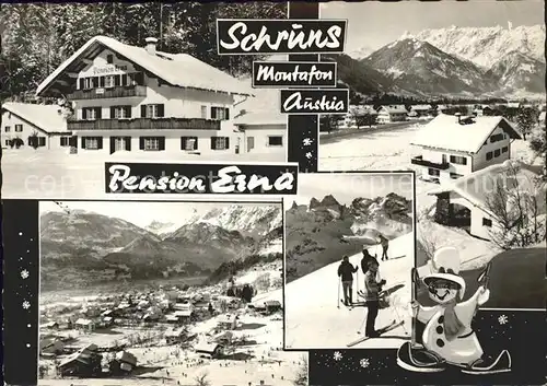 Schruns Vorarlberg Pension Erna Wintersportplatz Skifahrer Karikatur Panorama Montafon Kat. Schruns