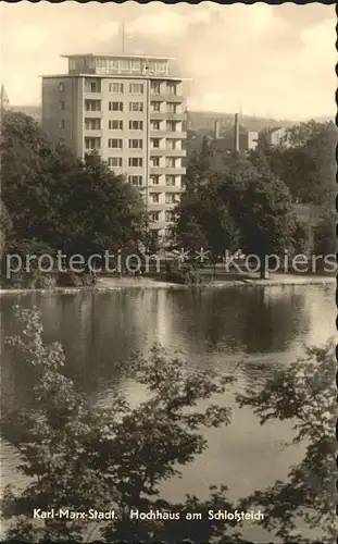 Karl Marx Stadt Hochhaus Schlossteich Kat. Chemnitz