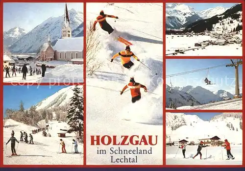Holzgau Skilift Skifahrer Kat. Holzgau