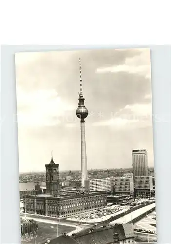 Berlin Rotes Rathaus mit Fernseh und UKW Turm Kat. Berlin
