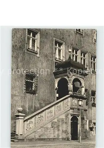 Oschatz Freitreppe mit Buettelkanzel am Rathaus Kat. Oschatz