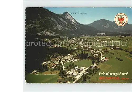 Muenster Tirol Panorama mit Rofangebirge Fliegeraufnahme Kat. Muenster