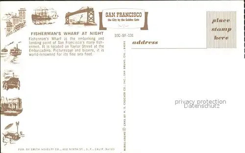San Francisco California Fisherman Wharf  Kat. San Francisco