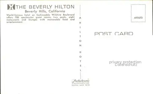 Beverly Hills California Beverly Hilton Hotel Kat. Beverly Hills