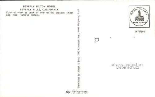 Beverly Hills California Beverly Hilton Hotel Kat. Beverly Hills