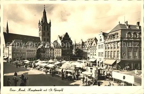 Trier Hauptmarkt mit St Gangolf Kirche Kat. Trier