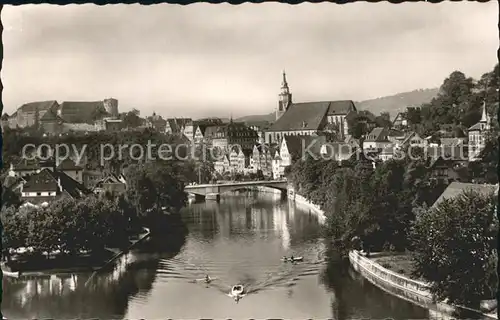 Tuebingen Blick auf Schloss und Stiftskirche Neckar Bruecke Universitaetsstadt Kat. Tuebingen