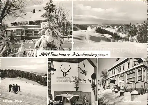 St Andreasberg Harz Hotel Tannhaeuser Skipiste Wintersportplatz Winterpanorama Kat. Sankt Andreasberg