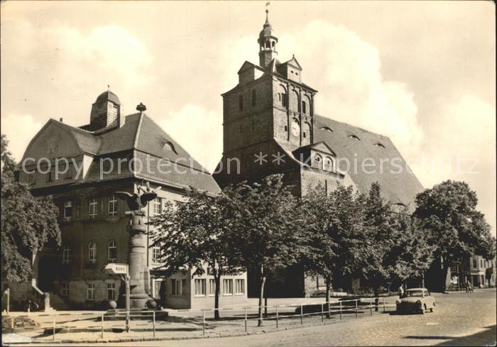 Dommitzsch Elbepartie Rathaus Gaenselieselbrunnen Kat. Dommitzsch Nr