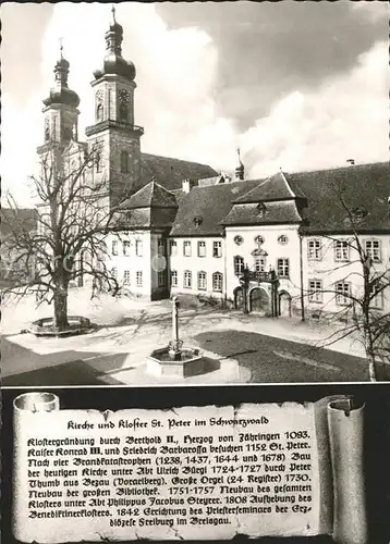 St Peter Schwarzwald Kirche und Kloster Geschichte Kat. St. Peter