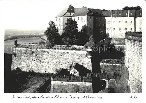 Koenigstein Saechsische Schweiz Festung Eingang mit Georgenburg Kat. Koenigstein Saechsische Schweiz