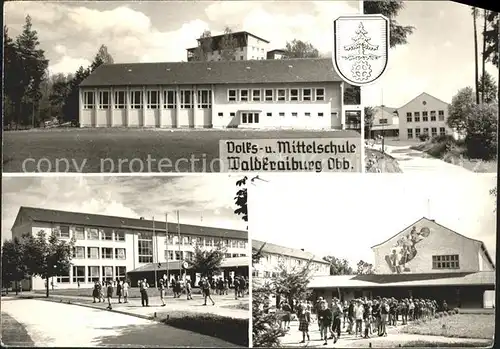 Waldkraiburg Volksschule Mittelschule Wappen Kat. Waldkraiburg