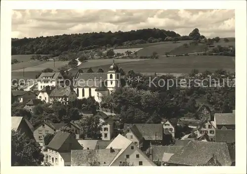 Stuppach Ortsansicht mit Kirche Kat. Bad Mergentheim