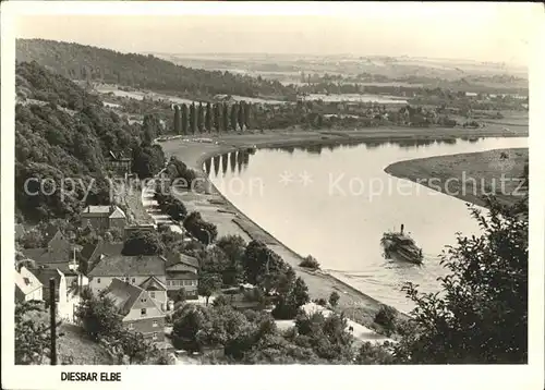 Diesbar Seusslitz Panorama Elbe Dampfer Kat. Nuenchritz