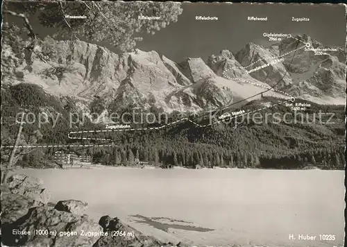 Eibsee Waxenstein Riffelscharte Zugspitze Kat. Grainau