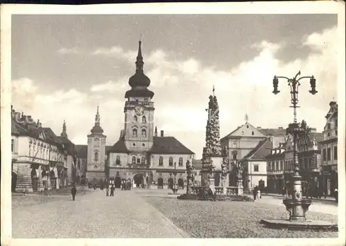 Saaz Tschechien Hauptplatz Rathaus Mariensaeule Kat. zatec