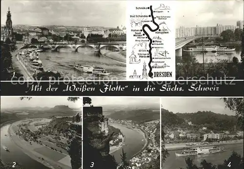 Dresden Weisse Flotte Terrassenufer Basteiblick Festung Koenigstein Bad Schandau Kat. Dresden Elbe