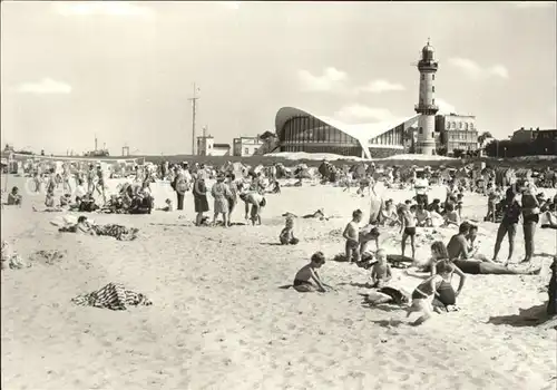 Warnemuende Ostseebad Strand Teepott Leuchtturm Kat. Rostock