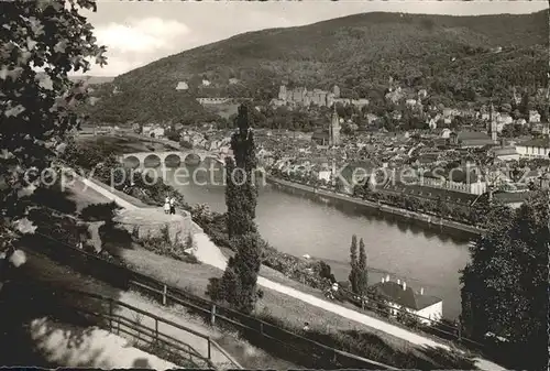 Heidelberg Neckar Blick vom Heiligenberg auf Schloss und Stadt Kat. Heidelberg
