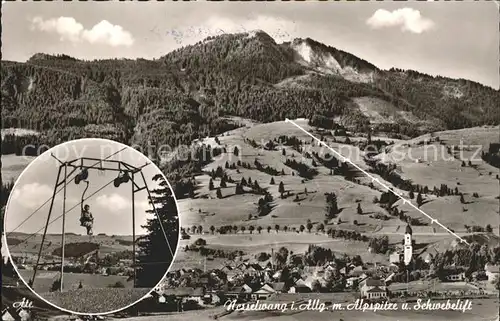 Nesselwang Panorama mit Alpspitze und Schwebelift Kat. Nesselwang