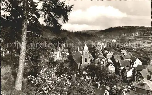 Monschau Ortsansicht mit Kirche Kat. Monschau