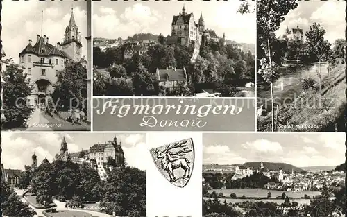 Sigmaringen Schloss Anlagen Donau Totalansicht Wappen Kat. Sigmaringen