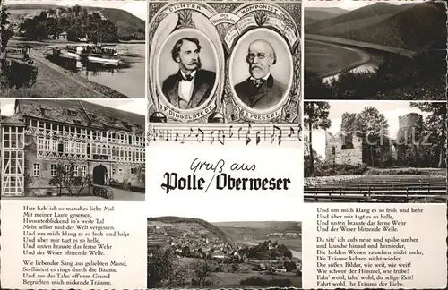 Polle Hotel Restaurant Zur Burg Lied Portrait Dichter Dingelstedt Komponist Pressel Kat. Polle