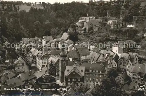 Monschau Gesamtansicht mit Burg Perle der Nordeifel Kat. Monschau