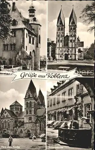 Koblenz Rhein Alte Burg St Kastordom Herz Jesu Kirche Schaengelsche Brunnen Kat. Koblenz