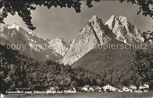 Hammersbach Grainau gegen Wettersteingebirge und Hoellental Alpenpanorama Kat. Grainau