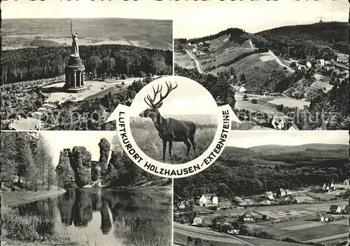 Holzhausen Externsteine Hermannsdenkmal Panorama Teutoburger Wald Felsformation Hirsch Kat. Horn Bad Meinberg