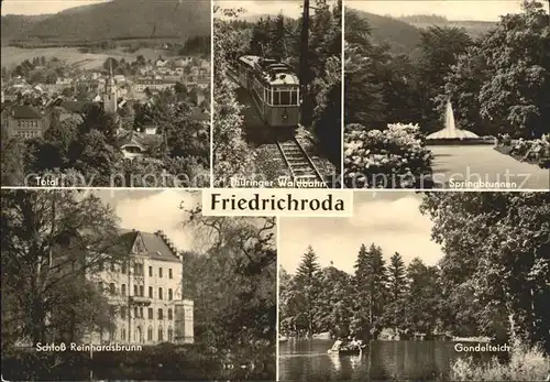 Friedrichroda Total Thueringer Waldbahn Springbrunnen Gondelteich Schloss Reinhardsbrunn Kat. Friedrichroda