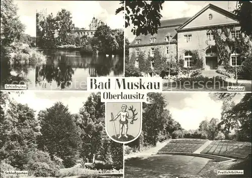 Bad Muskau Oberlausitz Schlossruine Moorbad Freilichtbuehne Schlossgarten Wappen Kat. Bad Muskau