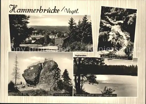 Hammerbruecke Rissfaelle Wasserfall Tannenbergsthal Jaegersgruen See Schneckenstein Felsen Kat. Hammerbruecke