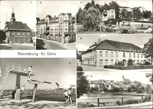 Ronneburg Thueringen Rathaus Markt HO Wismutgaststaette Hotel Glueck auf Schwimmbad Karl Marx Platz Klubhaus Baderteich Kat. Ronneburg Thueringen