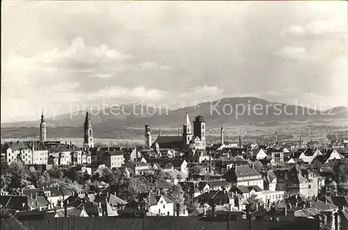 Zittau Stadtbild mit Kirchen Zittauer Gebirge Kat. Zittau