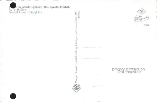 Au Siegkreis Erholungsheim Hohegrete GmbH / Windeck /Rhein-Sieg-Kreis LKR
