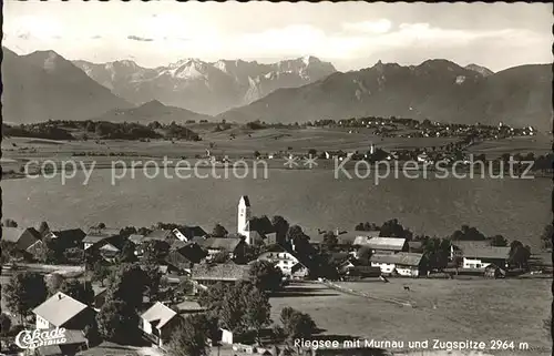 Riegsee mit Murnau und Zugspitze Wettersteingebirge Kat. Riegsee